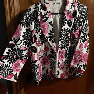 Joan Rivers Floral Pink and Black Blazer